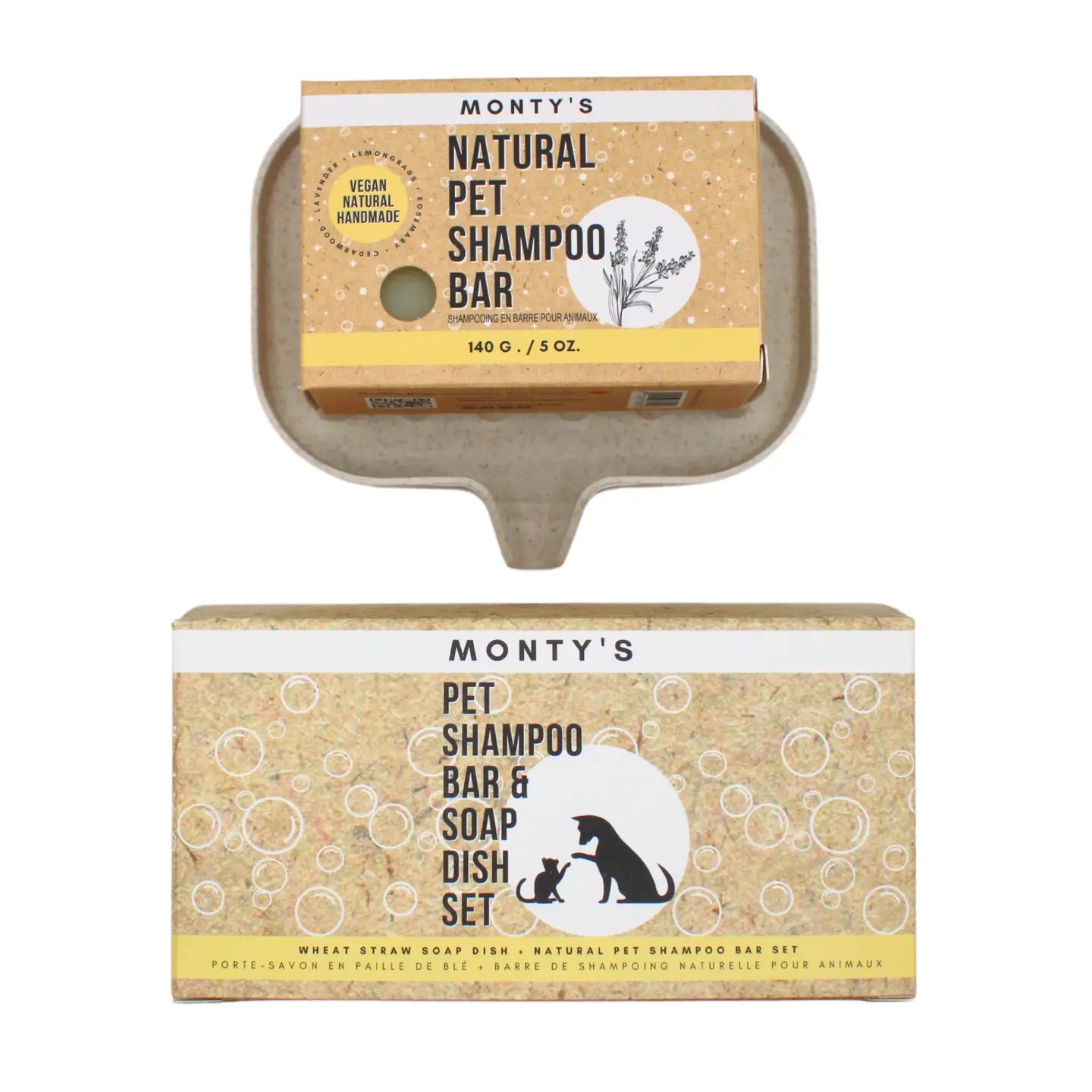 Monty's Natural Pet Shampoo & Soap Dish Set