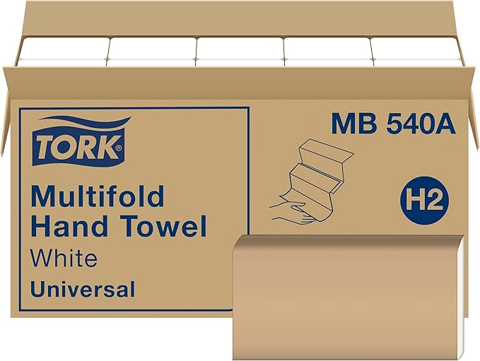 Tork Universal MB540A Multifold Paper Hand Towel, 1-Ply, 9.5" Width x 9.13" Length, White, (Case of 16 Packs, 250 per Pack, 4,000 Towels
