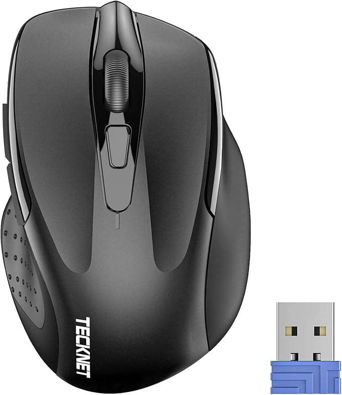TECKNET Wireless Mouse, 2.4G Ergonomic Optical Mouse, Computer Mouse for Laptop, PC, Computer.