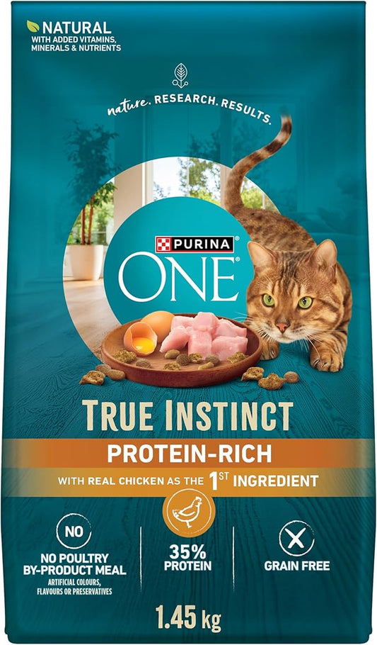 Purina ONE True Instinct Grain Free Dry Cat Food, High Protein Chicken - 1.45 kg Bag